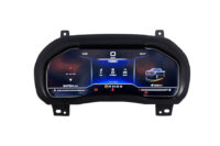 Universal aftermarket digital instrument cluster commonly sold online, shown installed outside of OEM GM integration standards