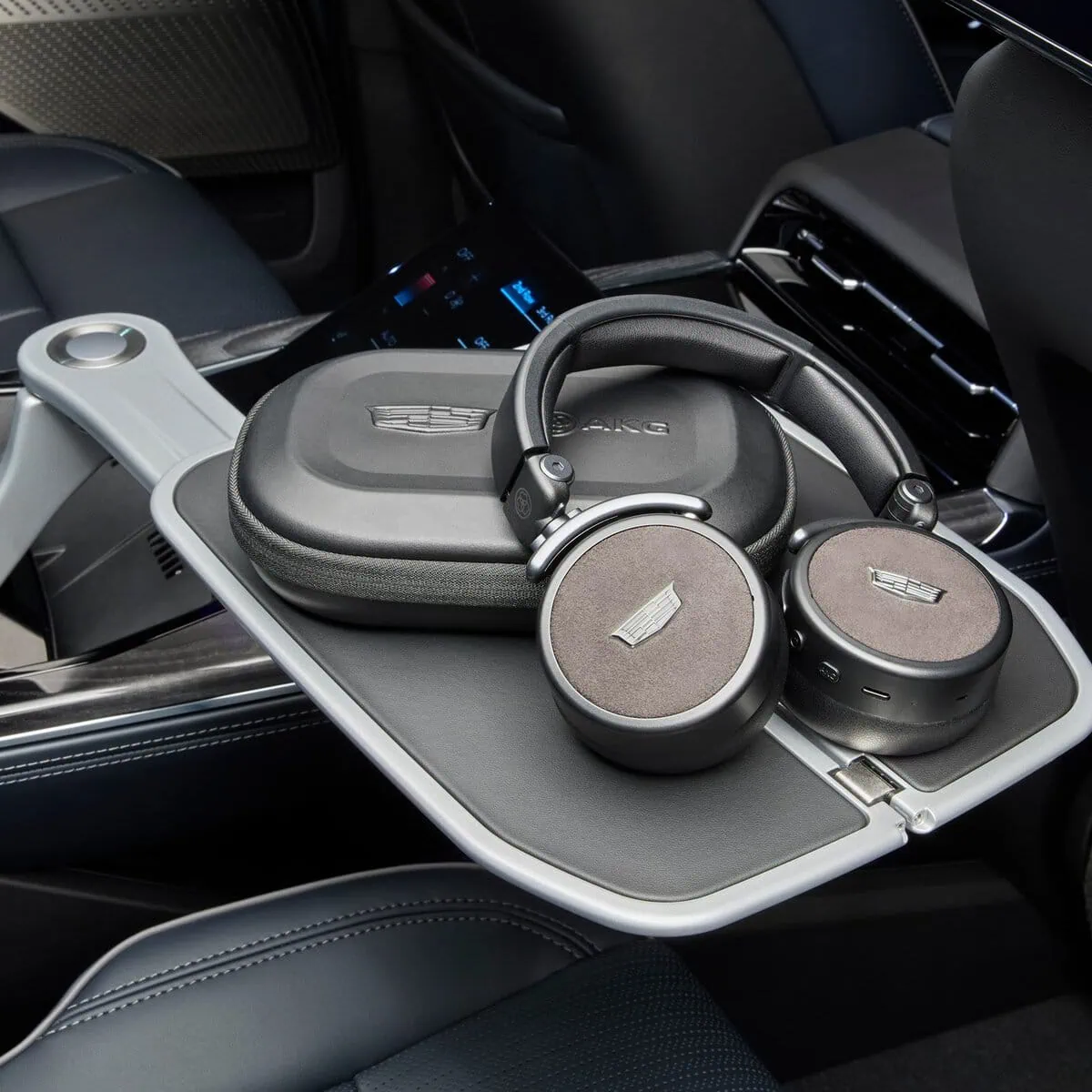 Cadillac AKG Studio Reference rear seat entertainment headphones with carrying case, genuine GM OEM for Escalade